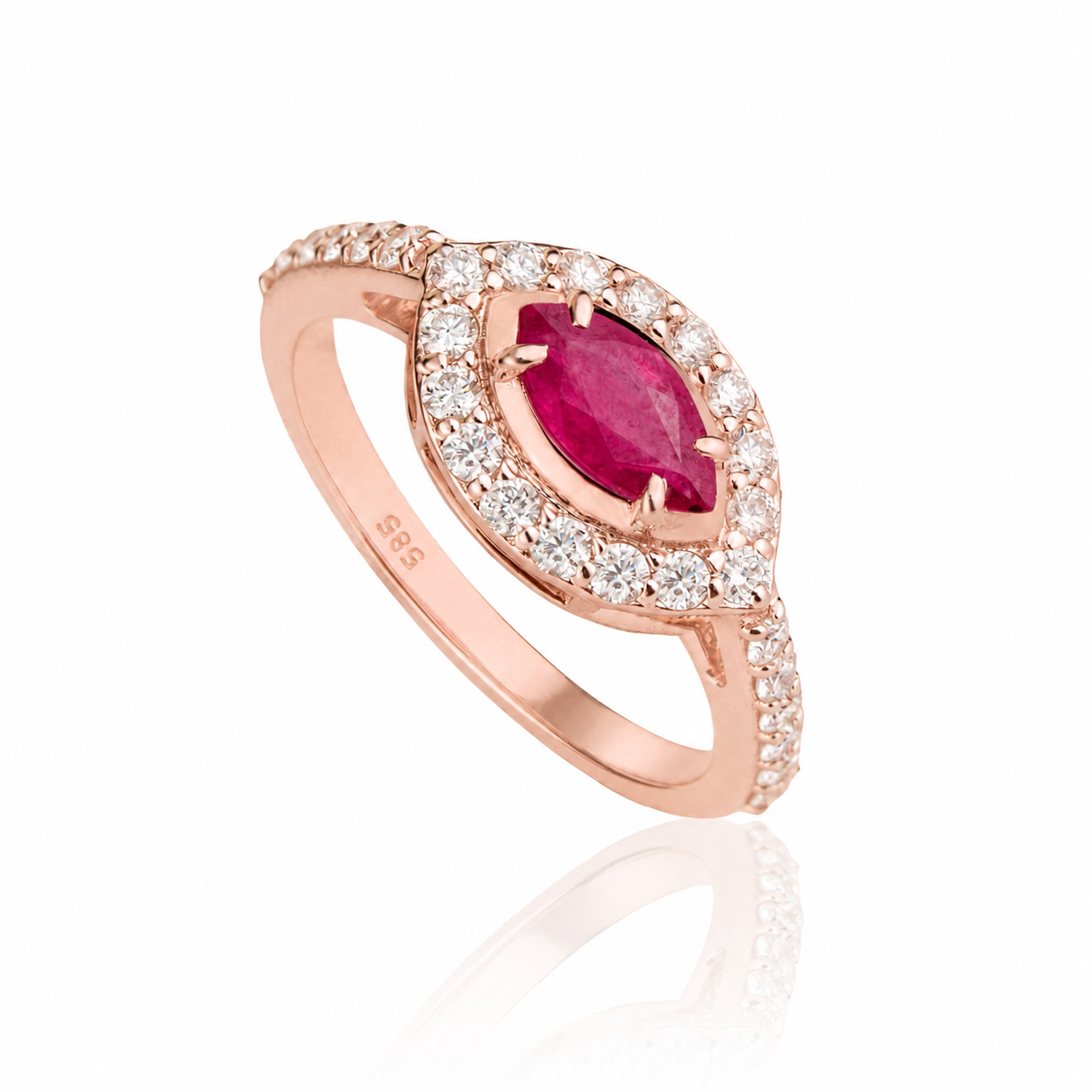 Marquise Ruby Halo Ring