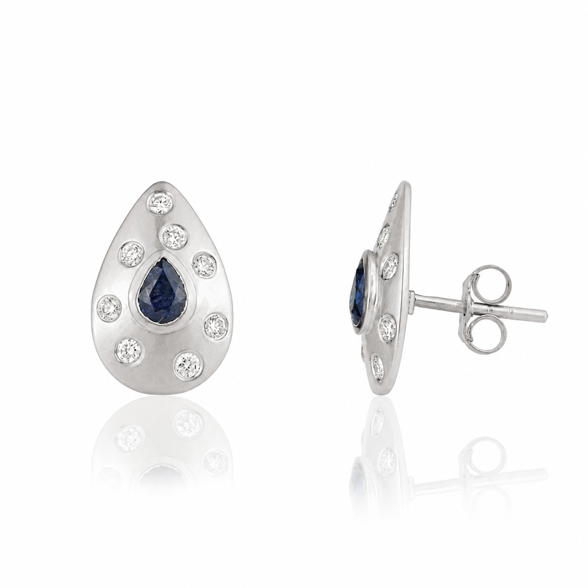 Blue Sapphire Diamond Stud Earrings