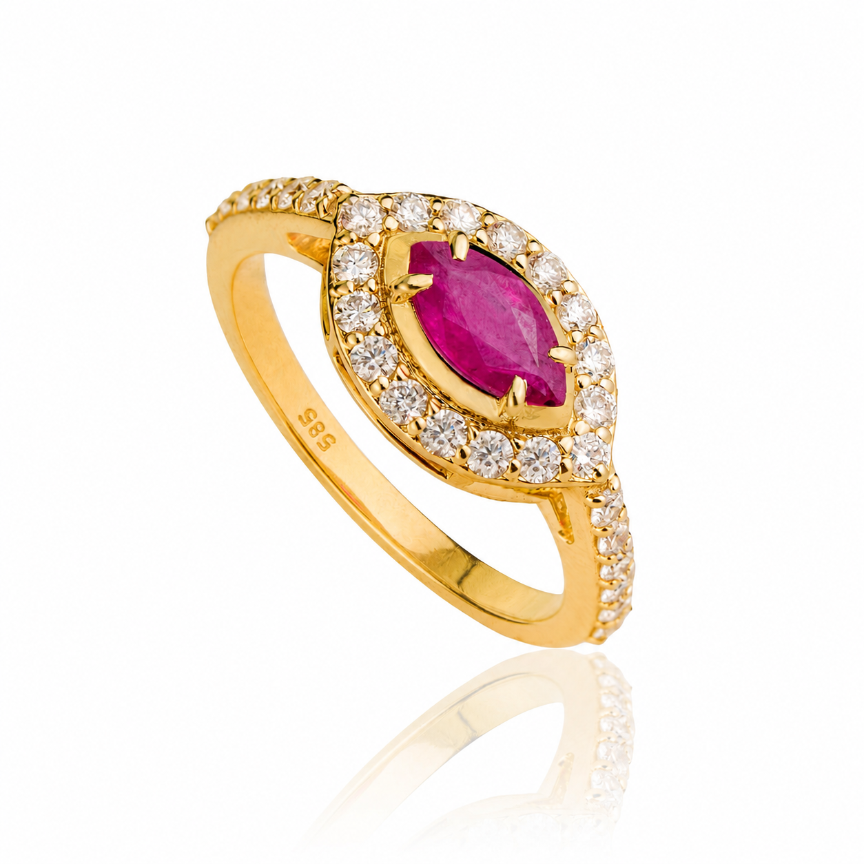 Marquise Ruby Halo Ring