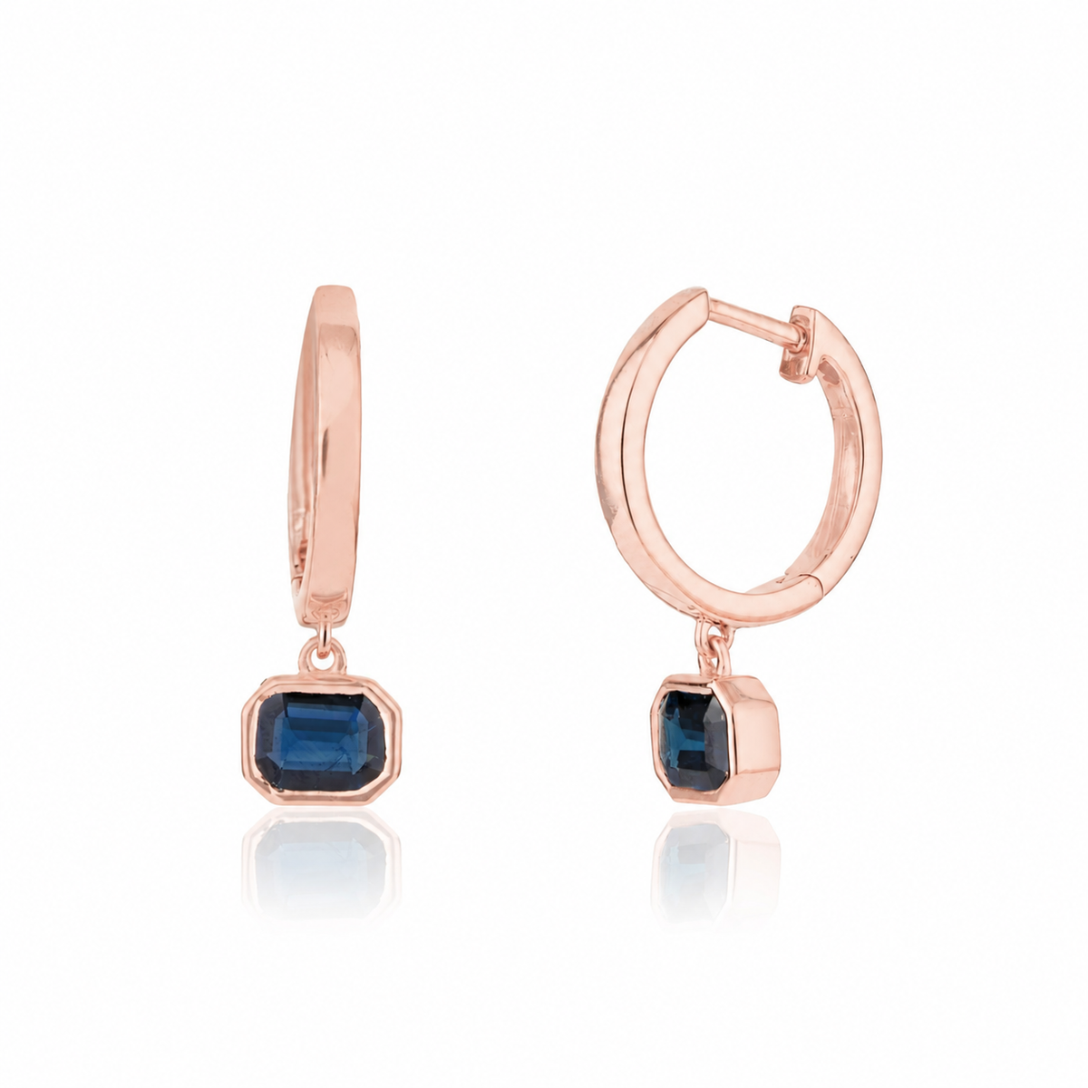 Blue Sapphire Hoop Earrings