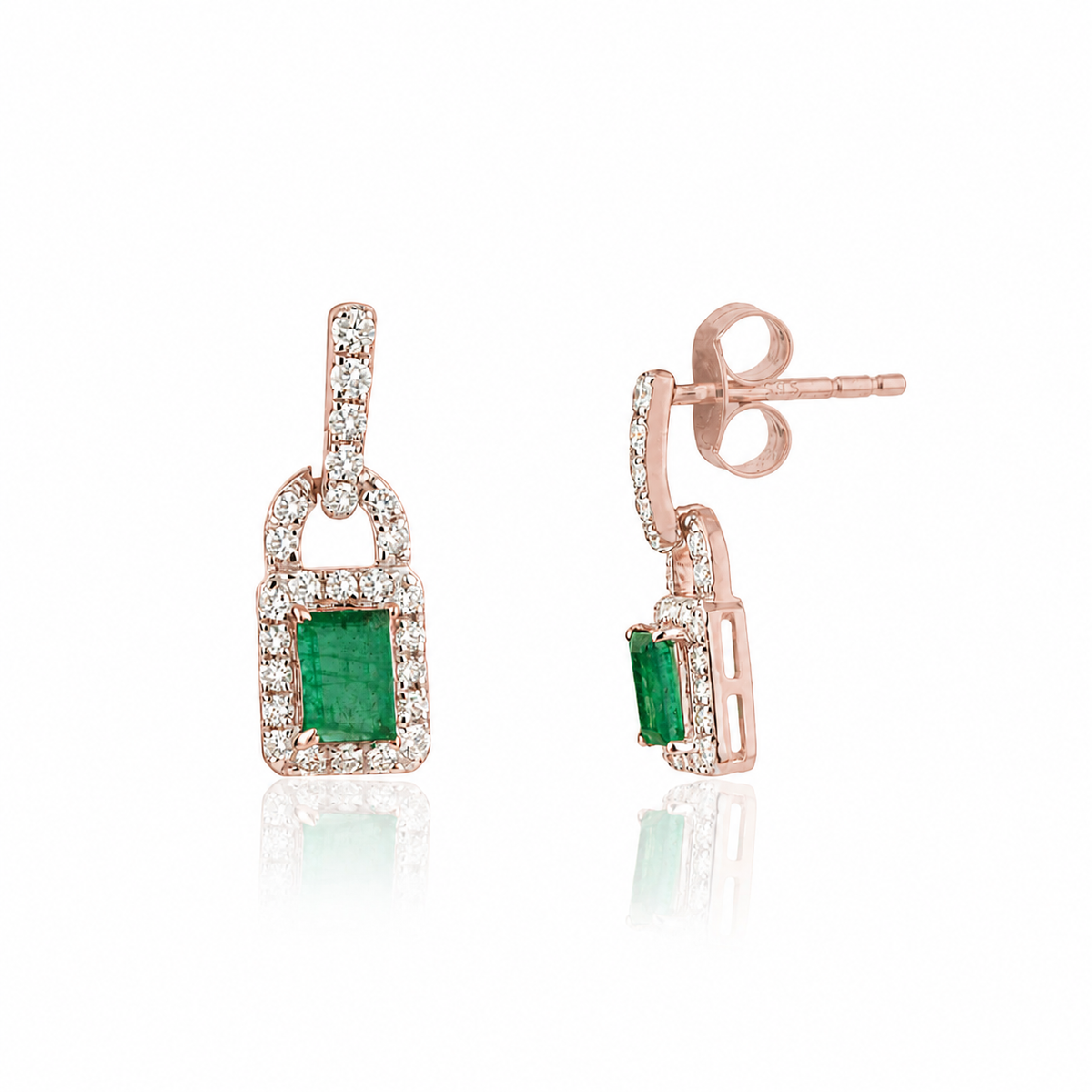 Emerald & Diamond stud Earring