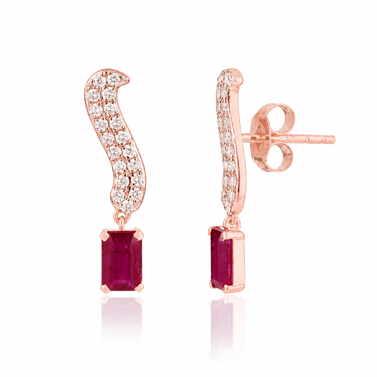 Ruby Drop Diamond Earrings