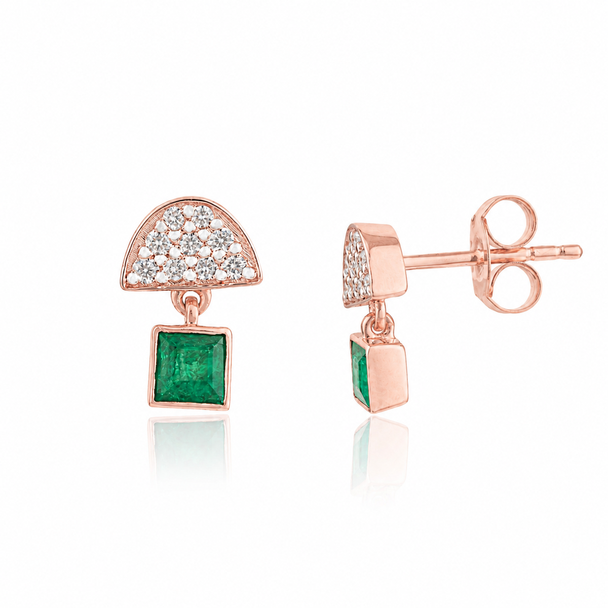 Emerald and Diamond Drop Earrings