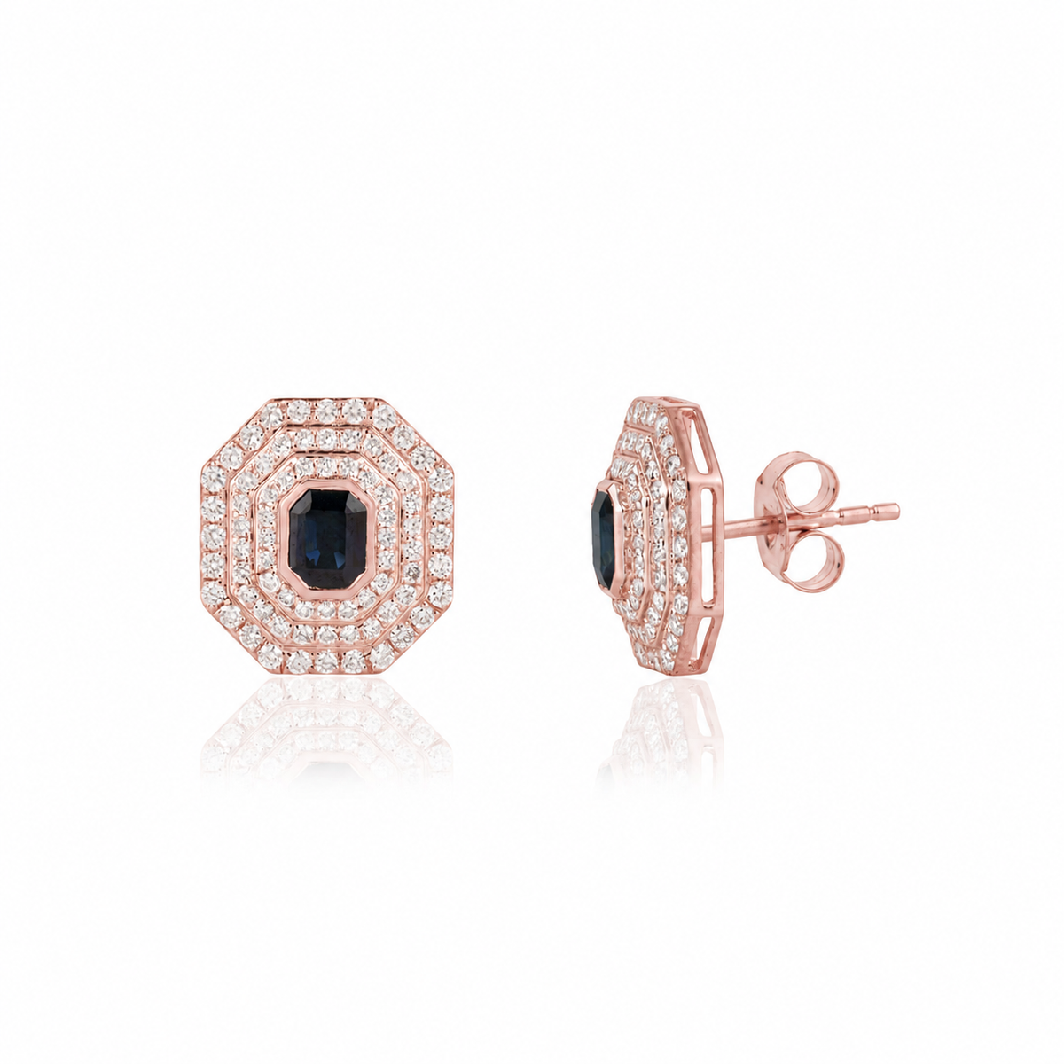 Sapphire Diamond Halo Stud Earrings