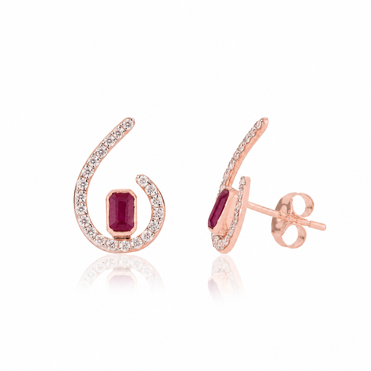 Ruby Diamond Swirl Earrings