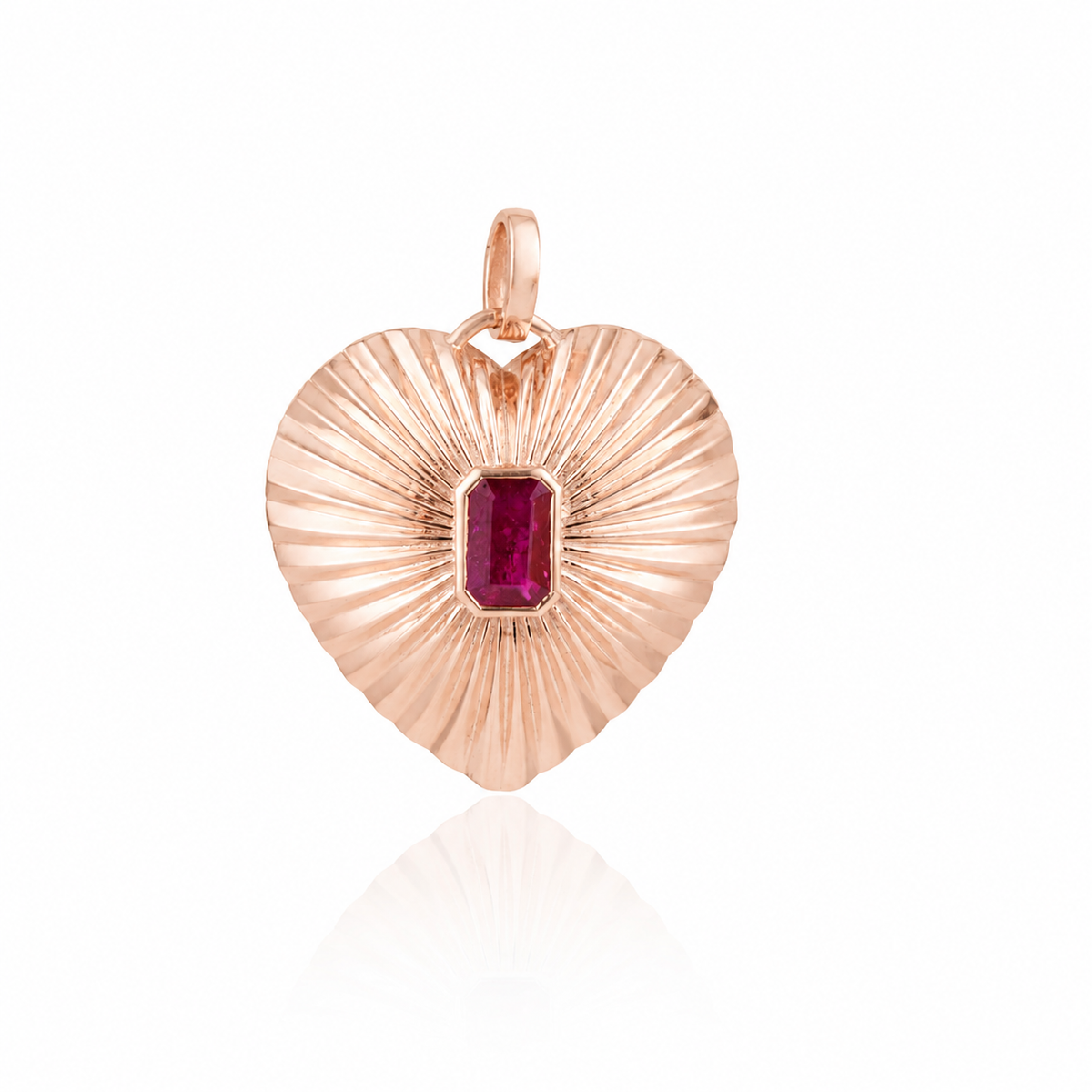 Emerald Cut Ruby Necklace Charm