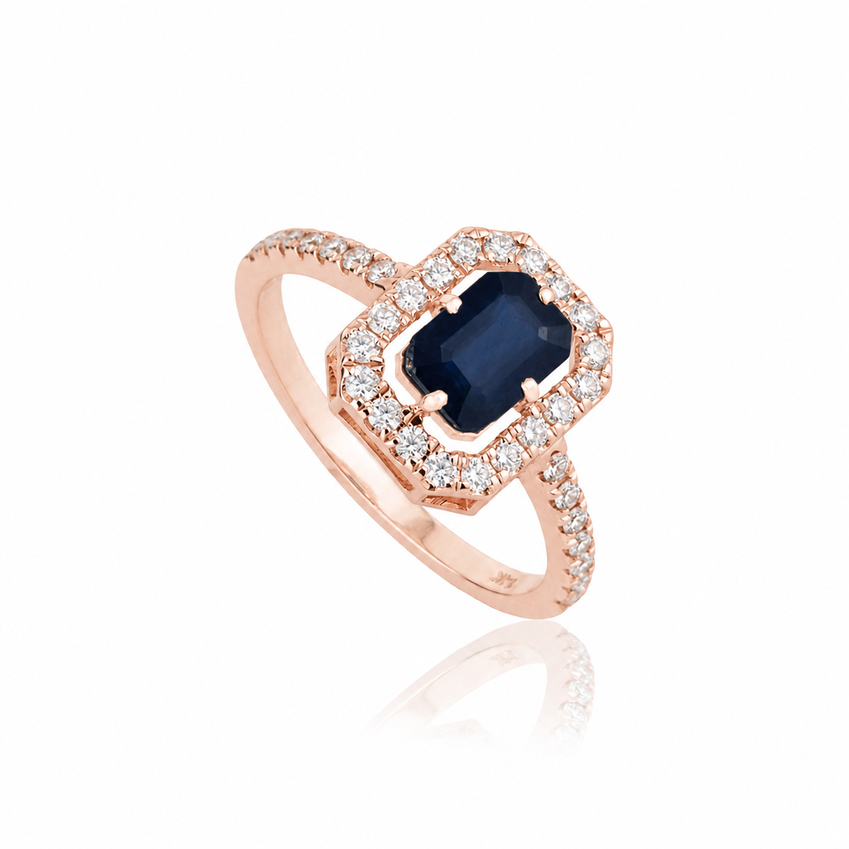 Blue Sapphire Diamond Halo Ring