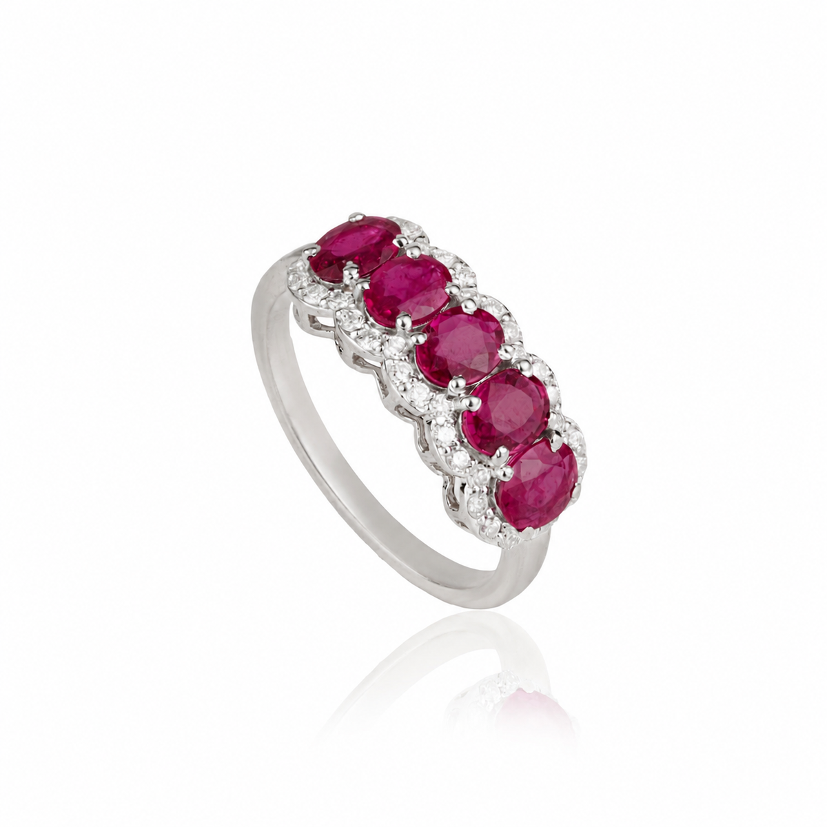 Ruby Diamond Half Eternity Ring