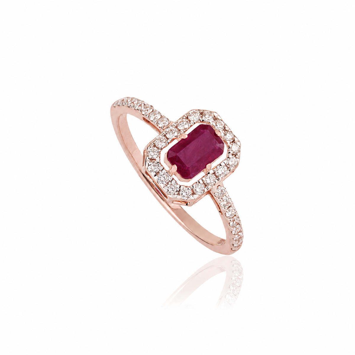 Ruby & Diamond Halo Ring