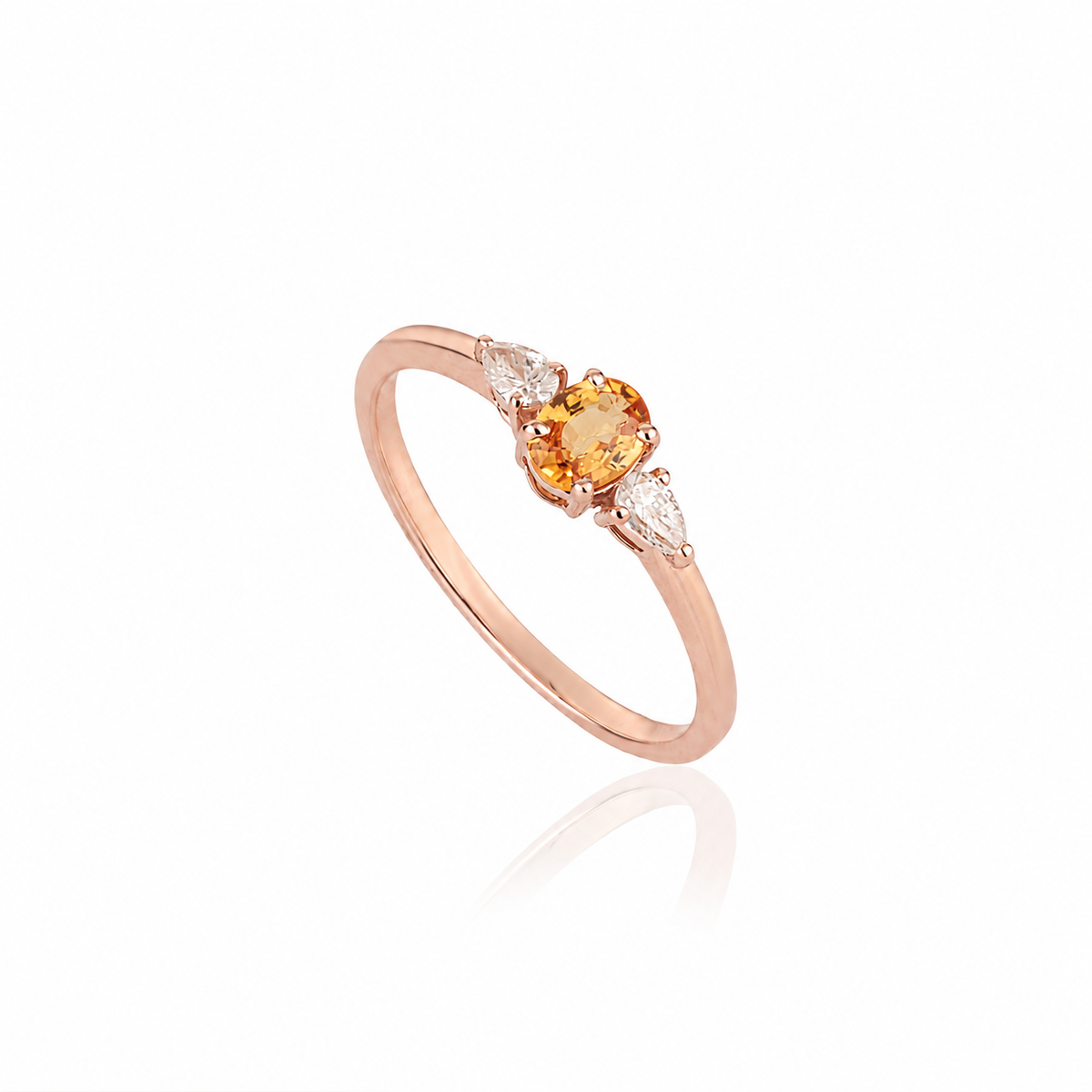 Yellow Sapphire & Pear Diamond Three Stone Ring