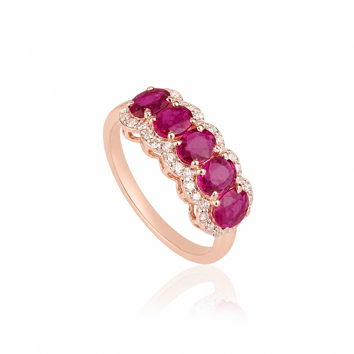 Ruby Diamond Half Eternity Ring