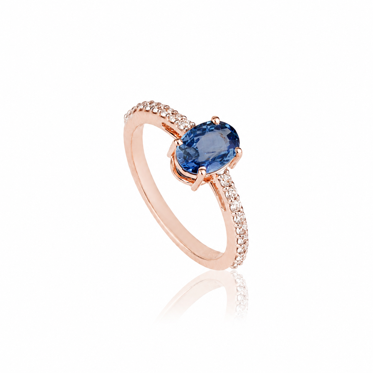 Oval Blue Sapphire Diamond Ring