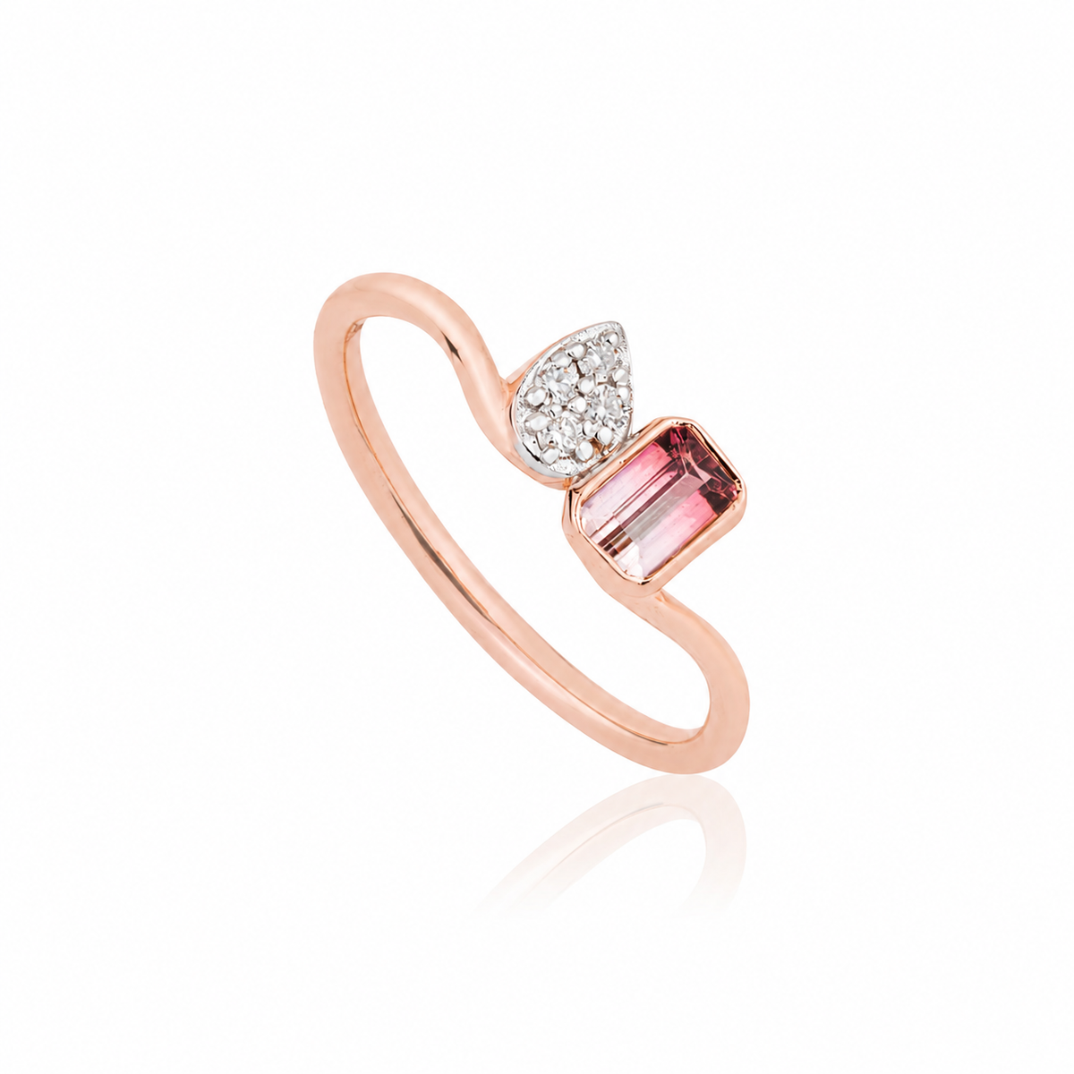 Watermelon Tourmaline Diamond Ring