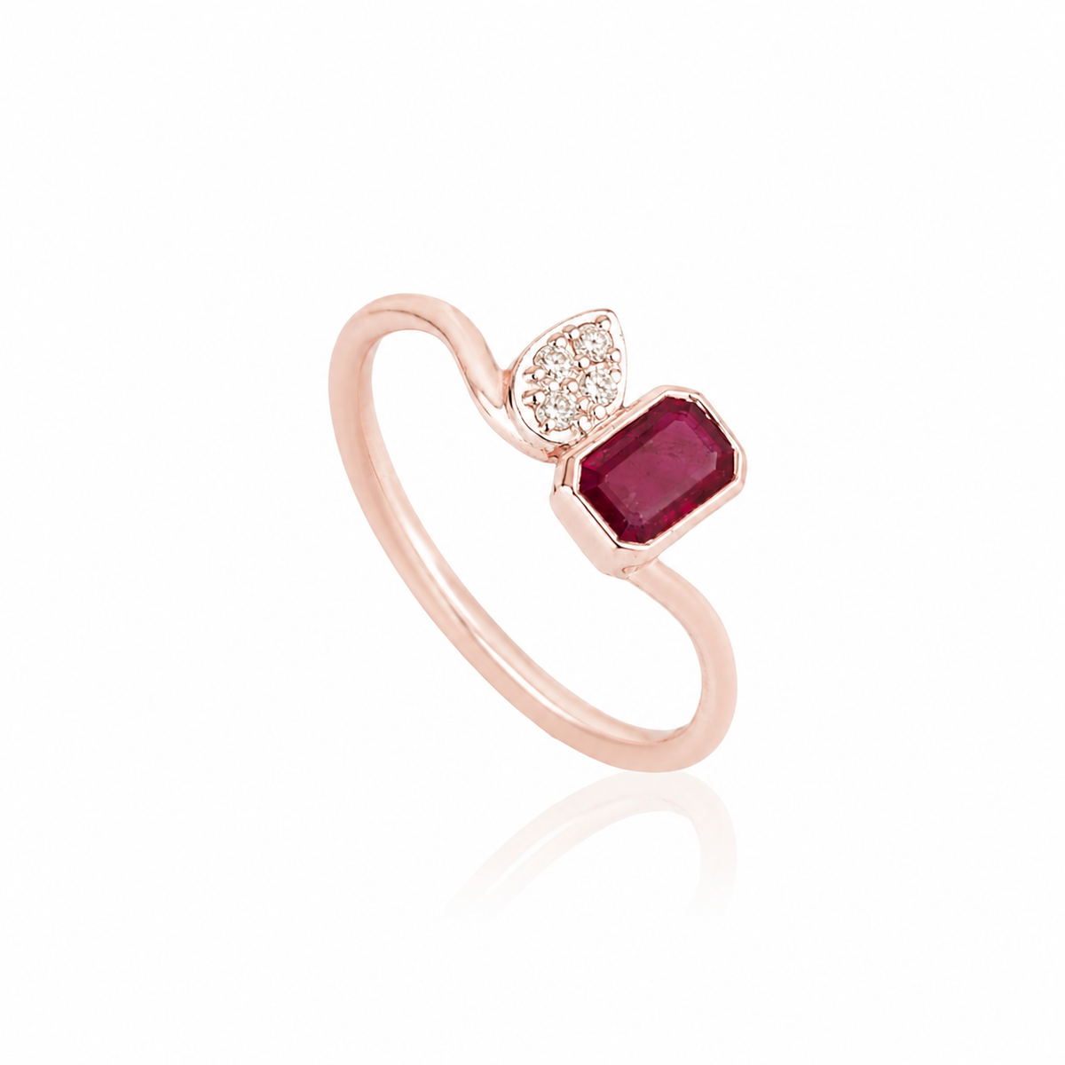 Emerald Cut Ruby Diamond Ring