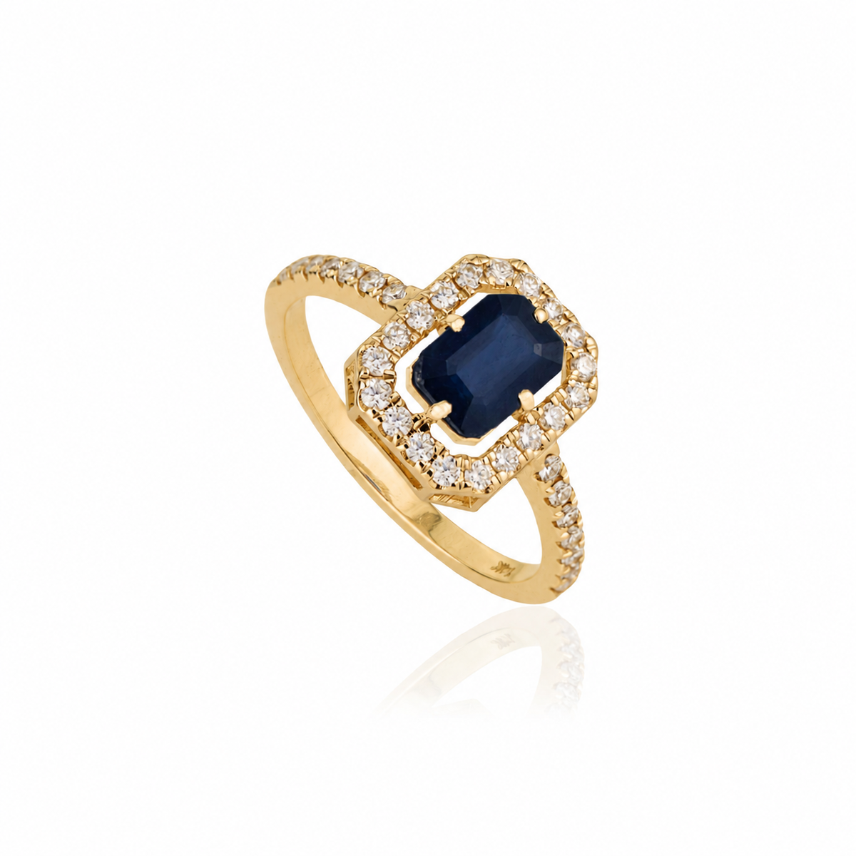 Blue Sapphire Diamond Halo Ring
