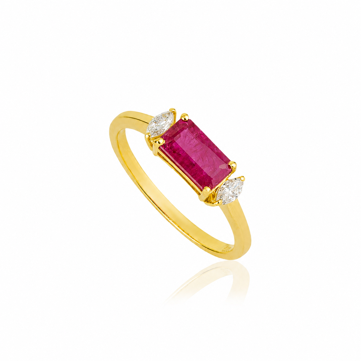 Emerald Cut Ruby Diamond Ring