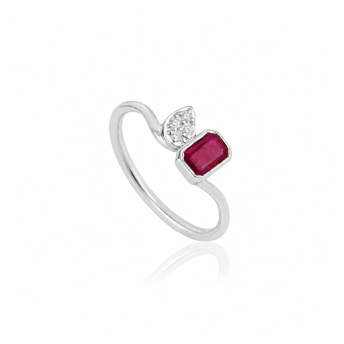Emerald Cut Ruby Diamond Ring
