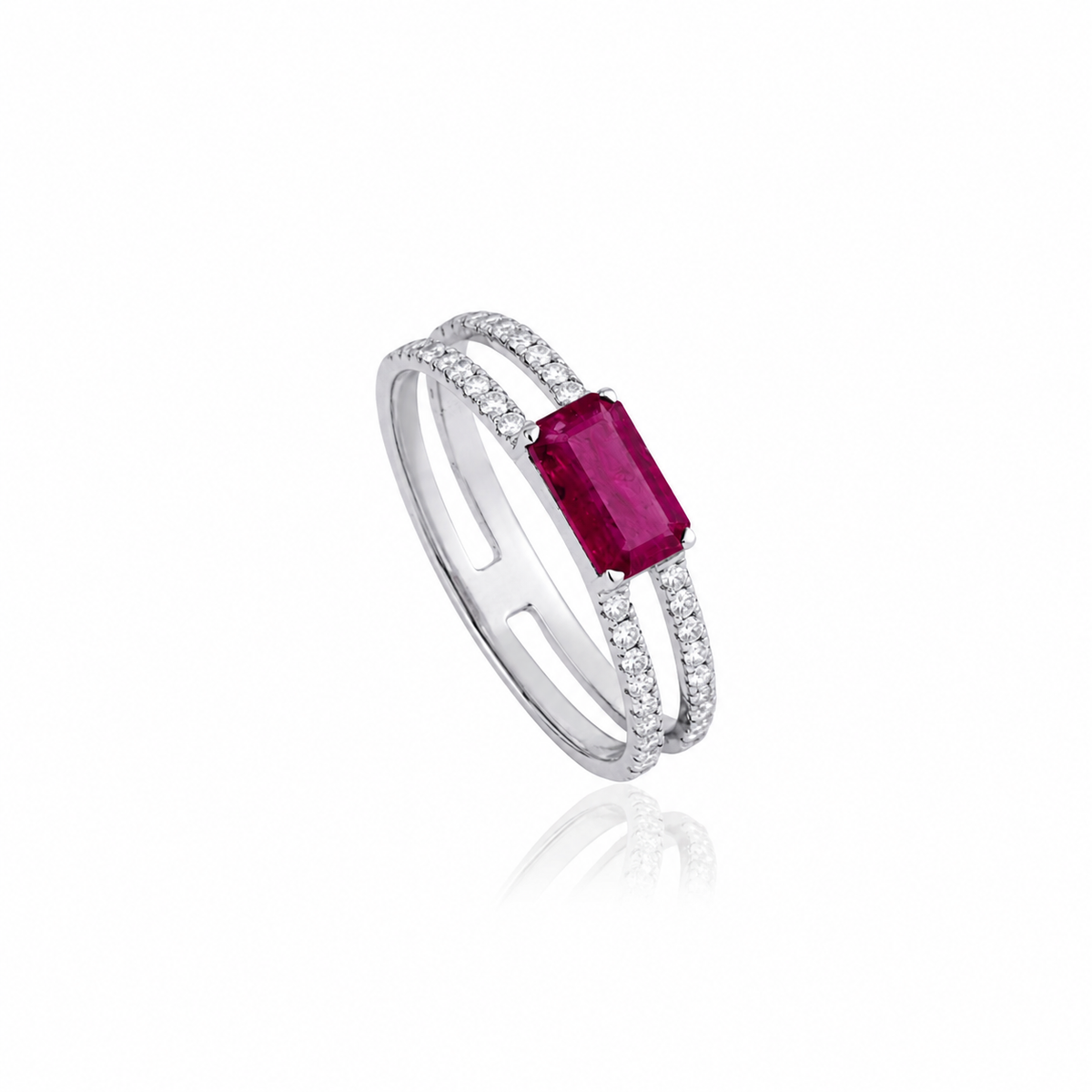 Ruby & Diamond Split Band Ring