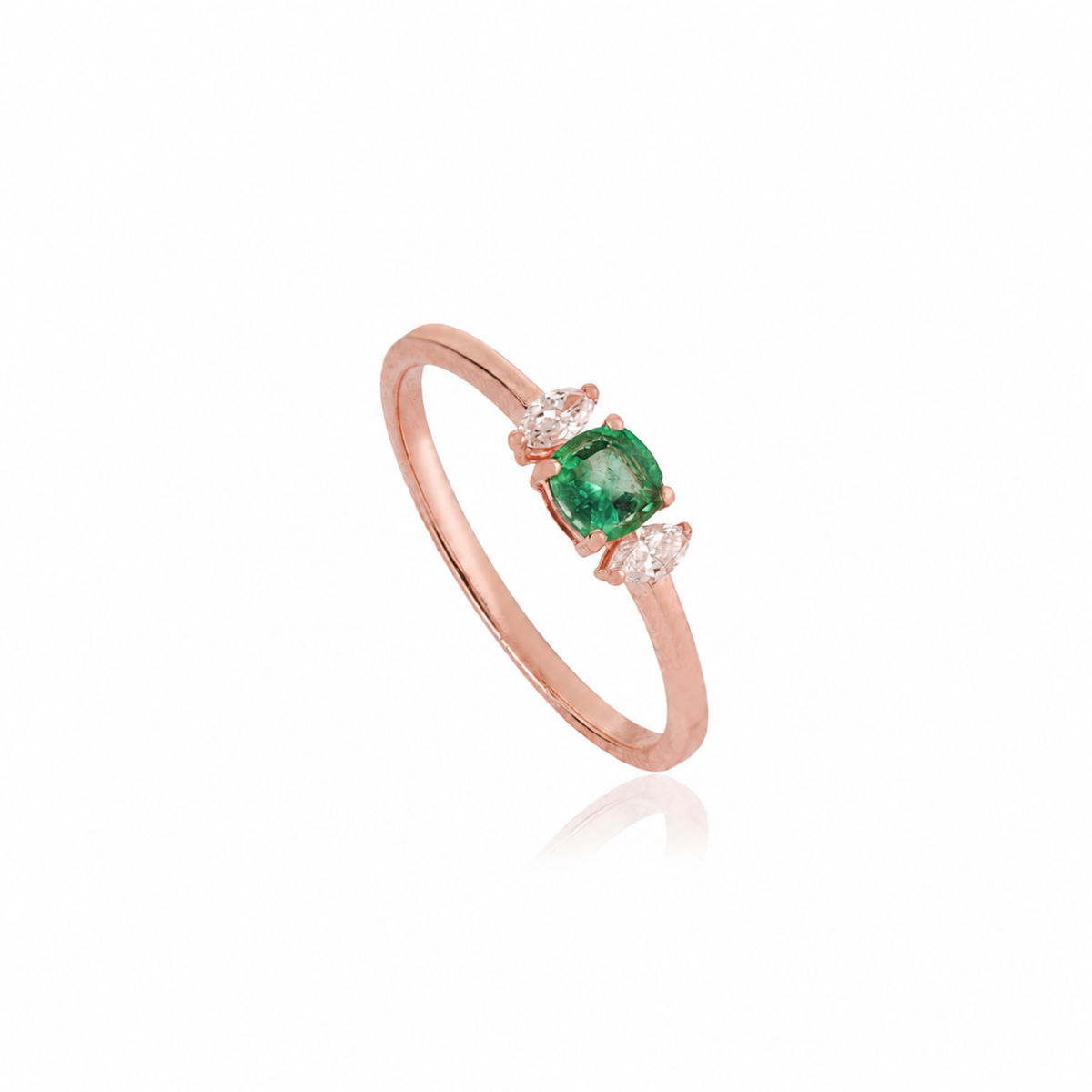 Emerald & Diamond Three Stone Ring