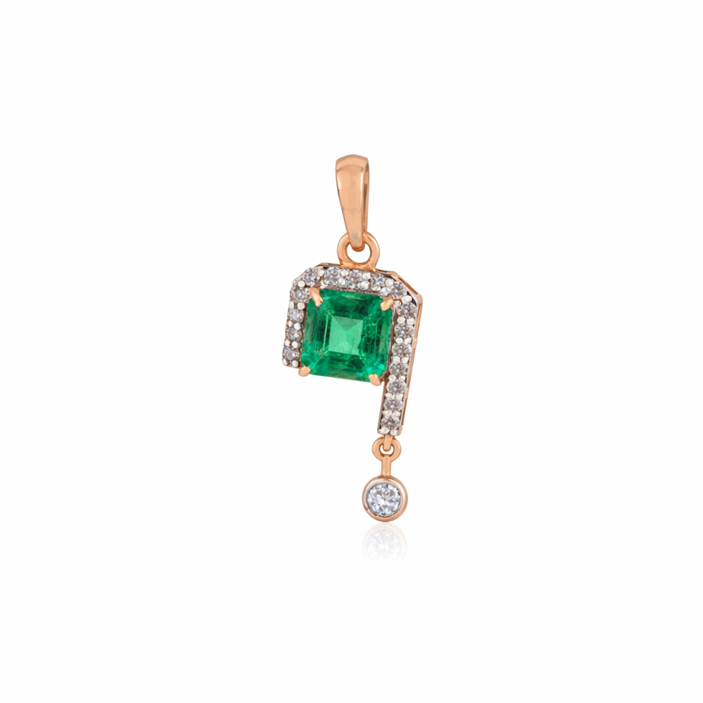 Emerald Diamond Halo & Drop Pendant