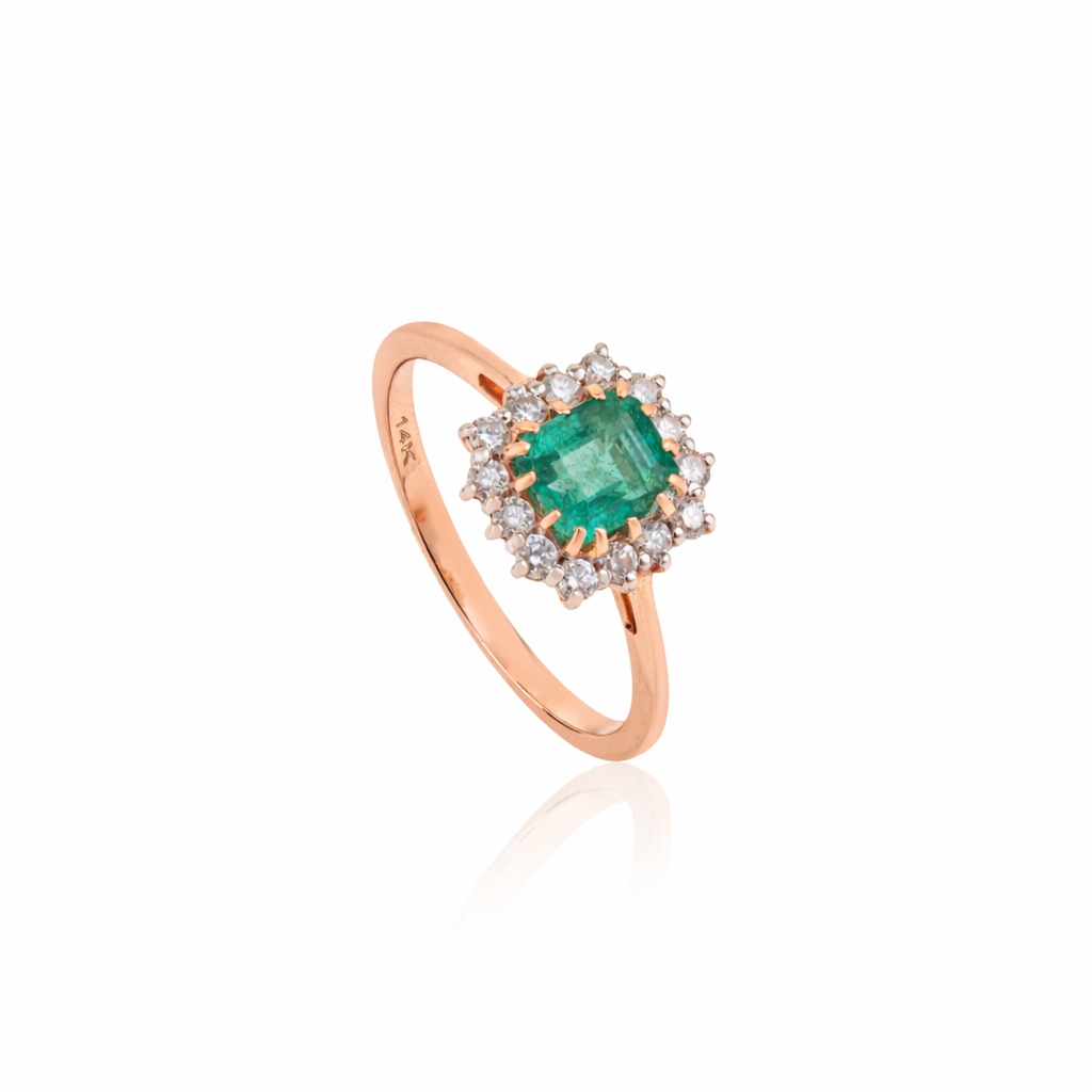 Octagon Emerald Diamond Ring