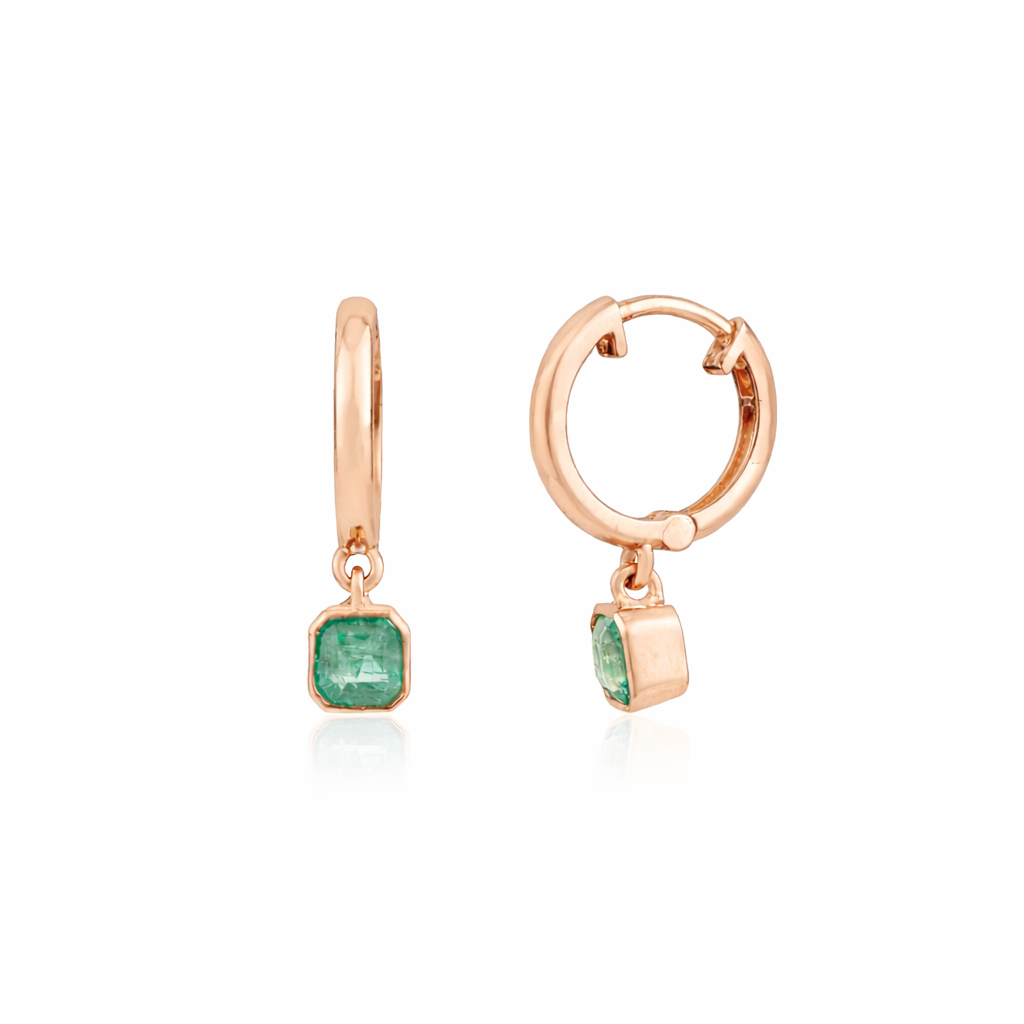 Emerald Drop Hoop Earring