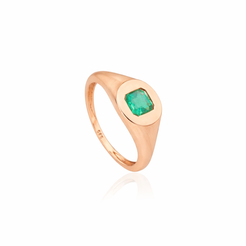 Natural Emerald Signet Ring