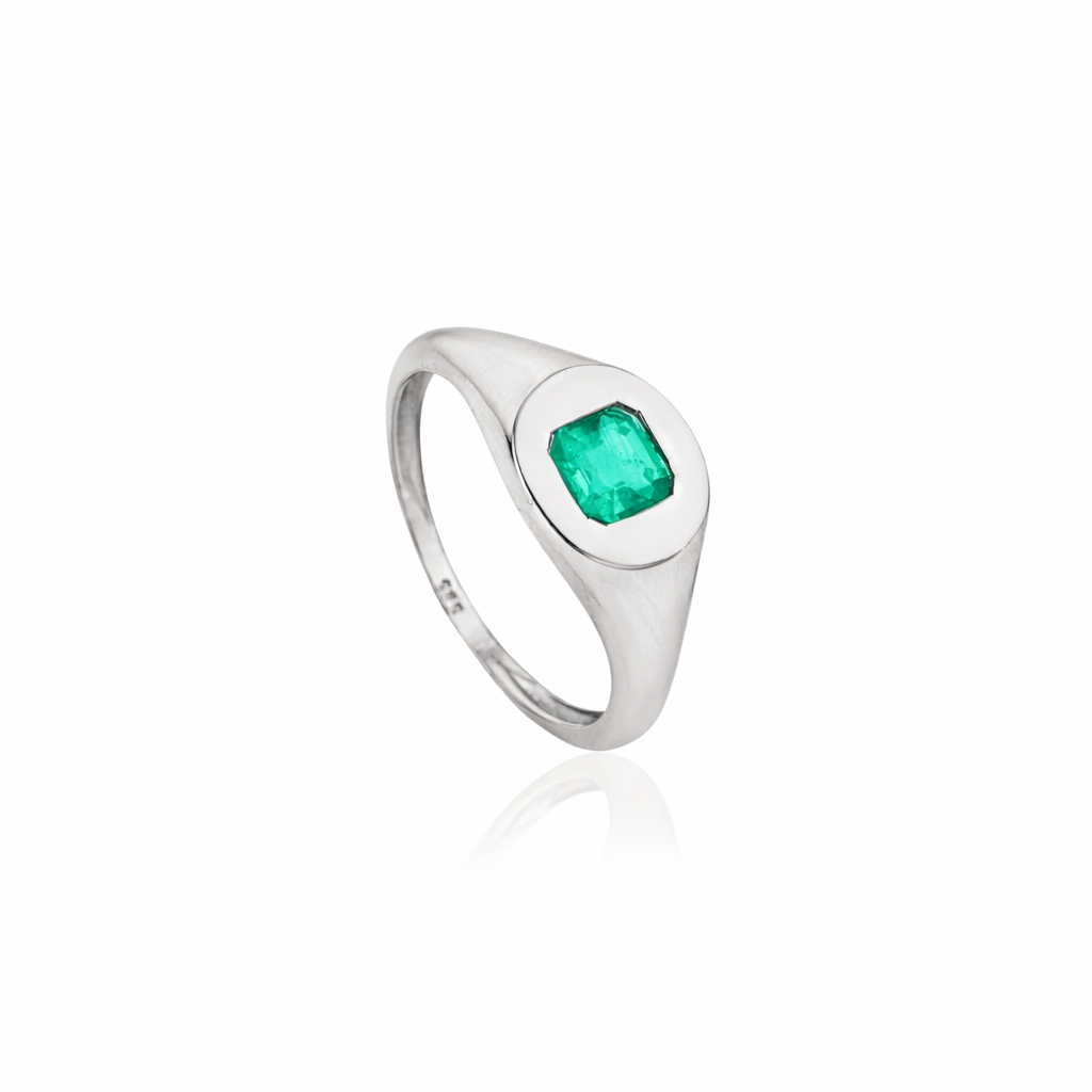 Natural Emerald Signet Ring