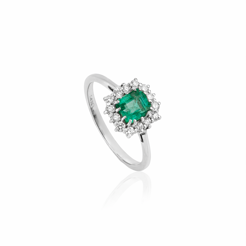 Octagon Emerald Diamond Ring