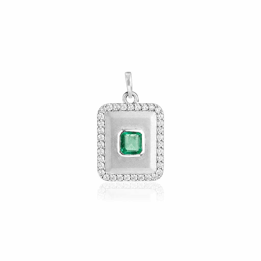 Natural Emerald Diamond Pendant Necklace
