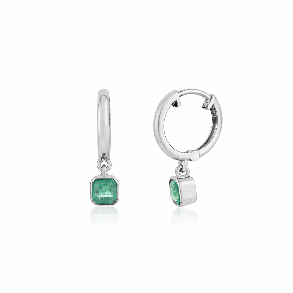 Emerald Drop Hoop Earring