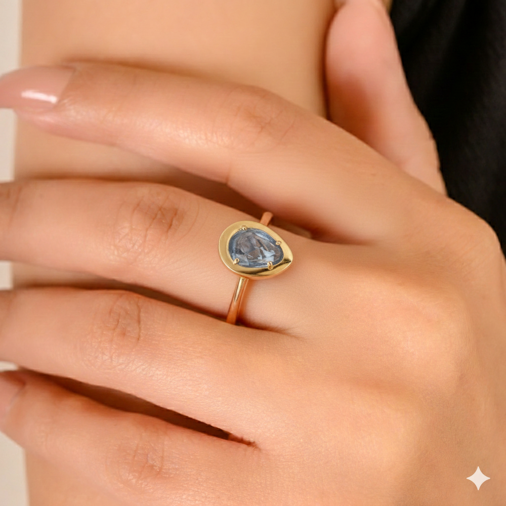 Natural Blue Sapphire Gold Ring