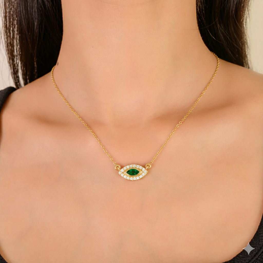 Emerald Diamond Gold Pendant