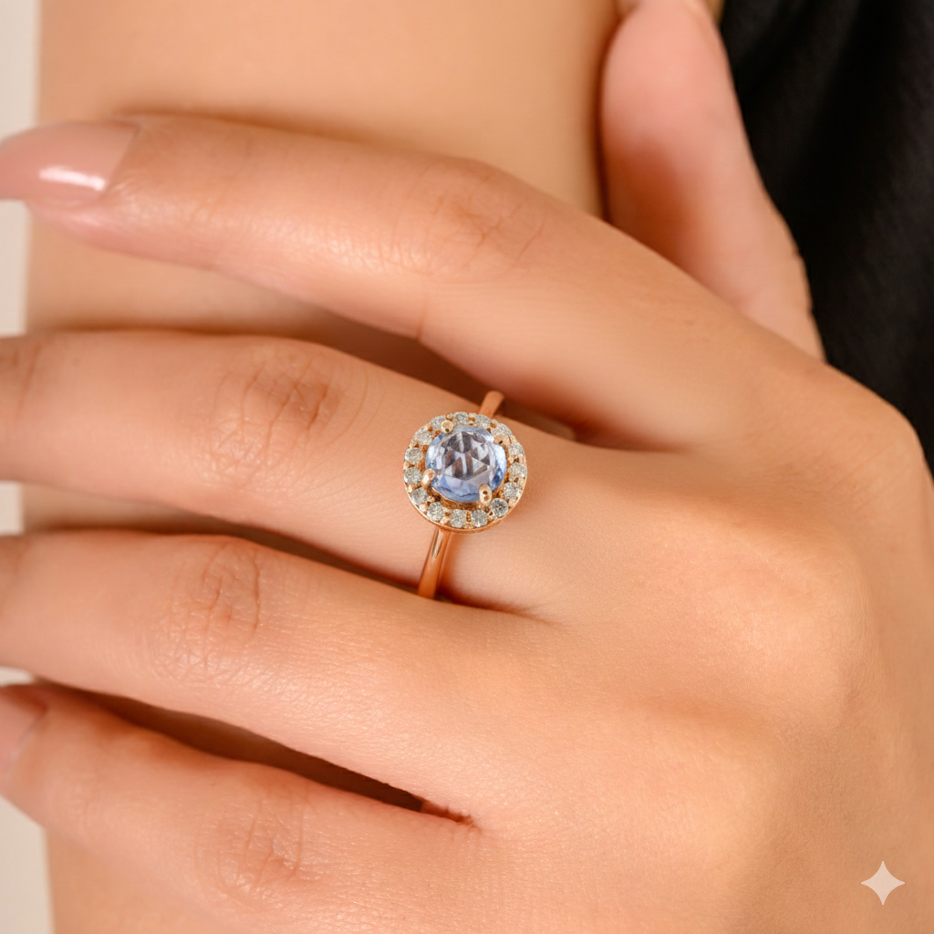 Real Diamond Gold Ring, Solid 14K Yellow Gold Ring