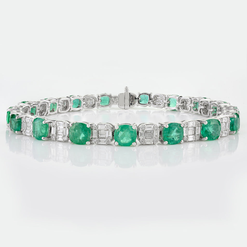 Emerald Diamond 18K Gold Bangle