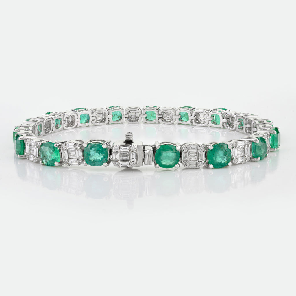 Emerald Diamond 18K Gold Bangle