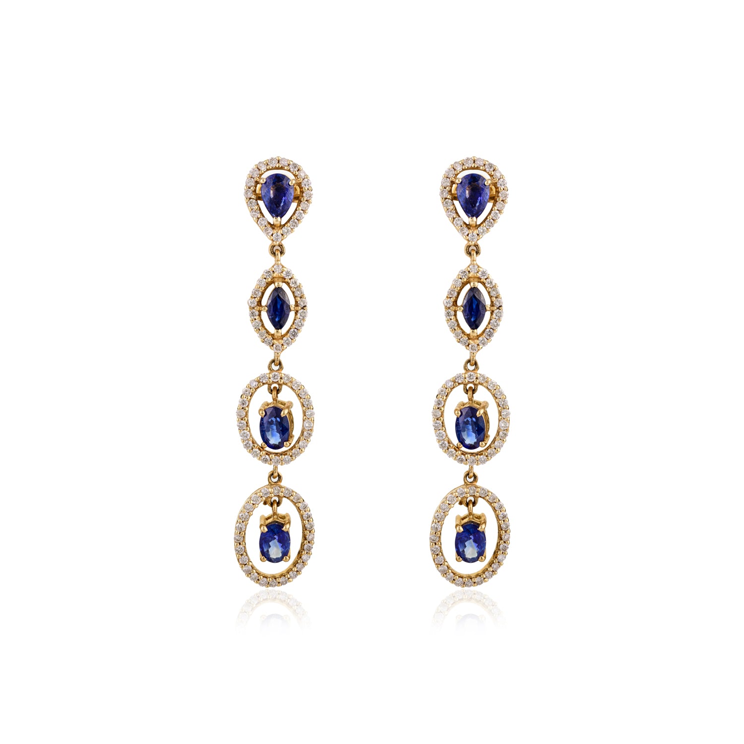 Sapphire & Diamond 18K Gold Earring