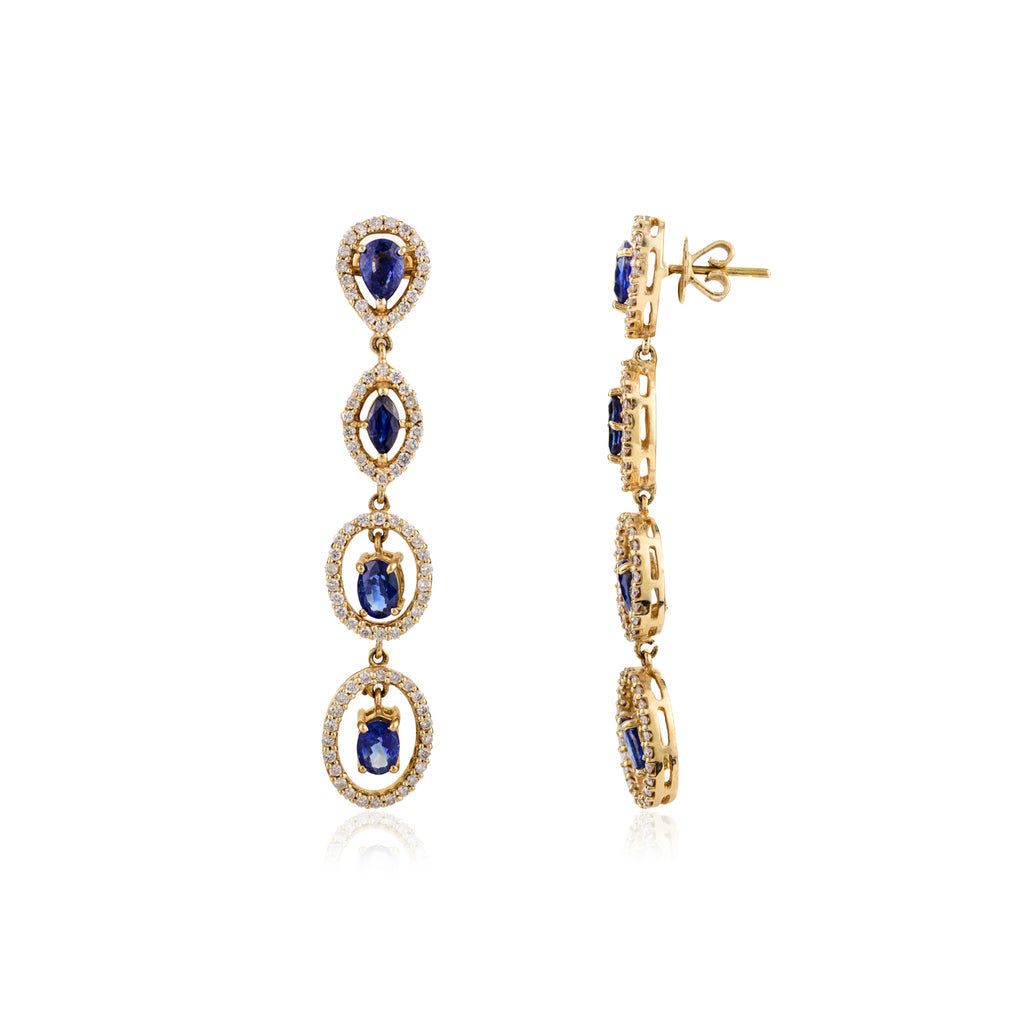 Sapphire & Diamond 18K Gold Earring