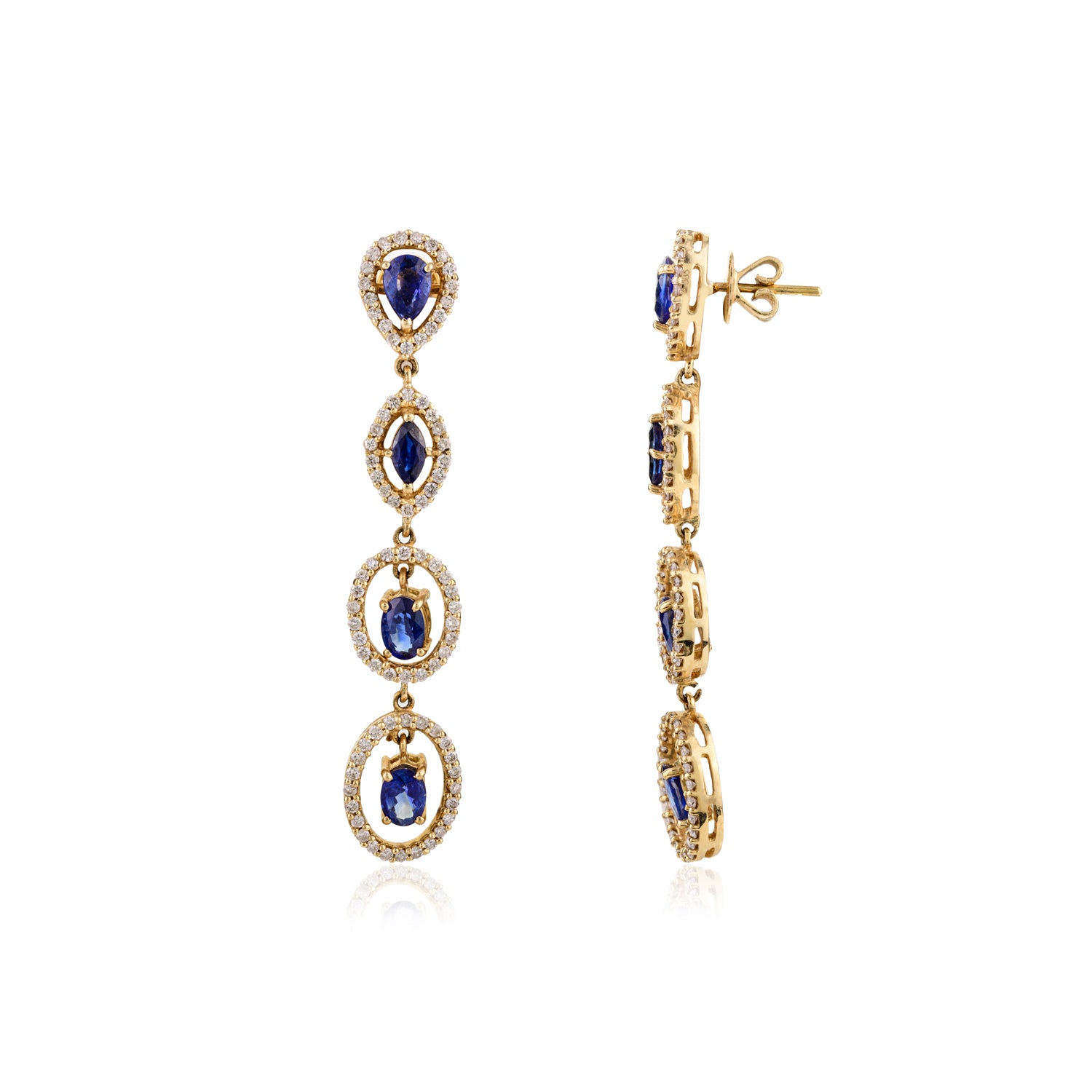 Sapphire & Diamond 18K Gold Earring