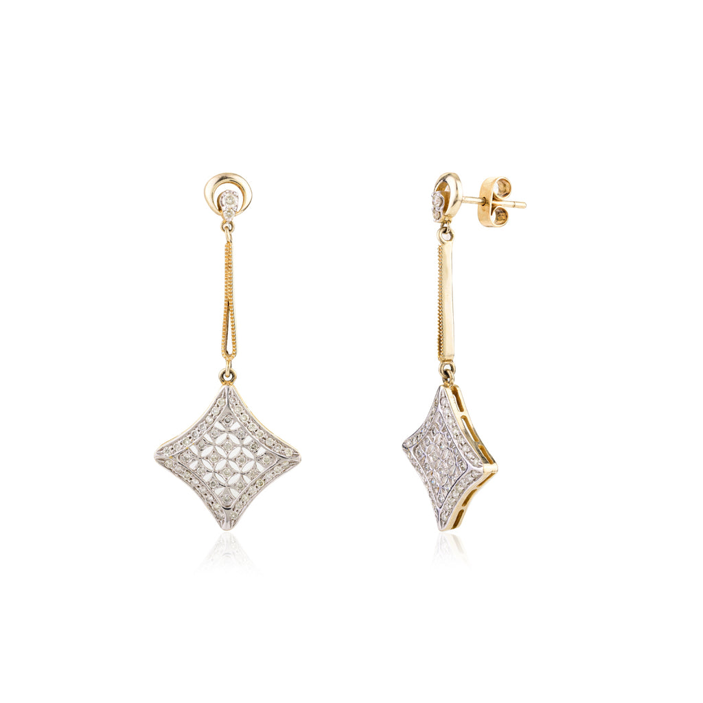 Diamond 18K Gold Dangle Earrings