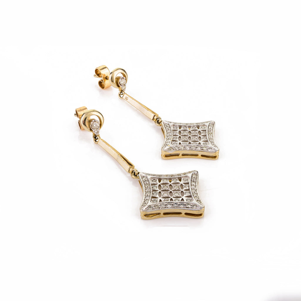 Diamond 18K Gold Dangle Earrings