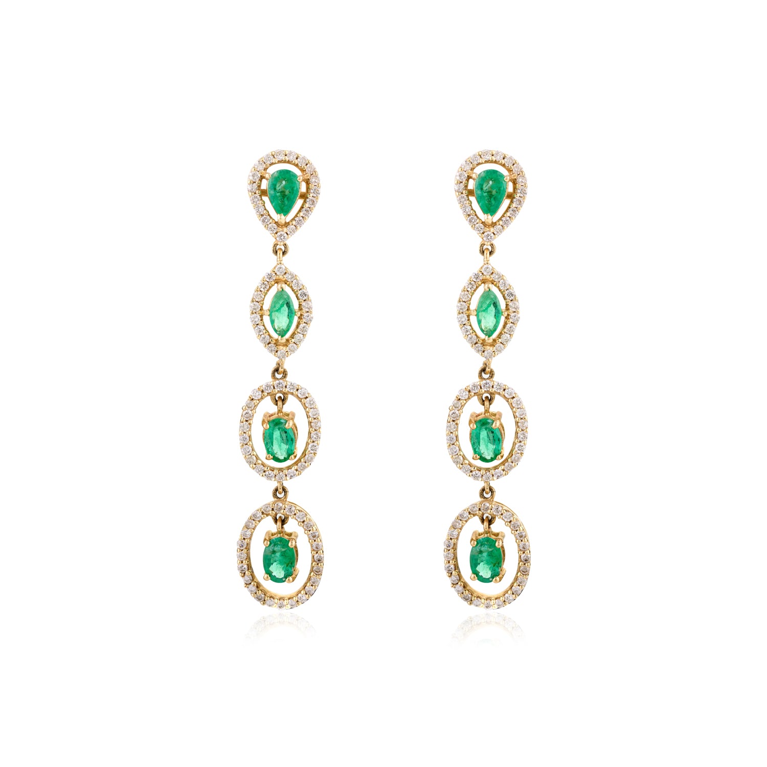 Emerald Diamond 18K Gold Earring Dangle