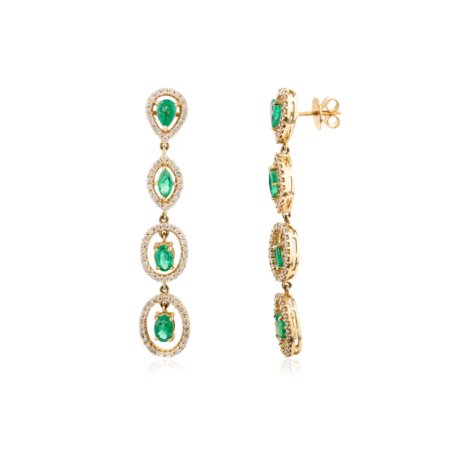 Emerald Diamond 18K Gold Earring Dangle