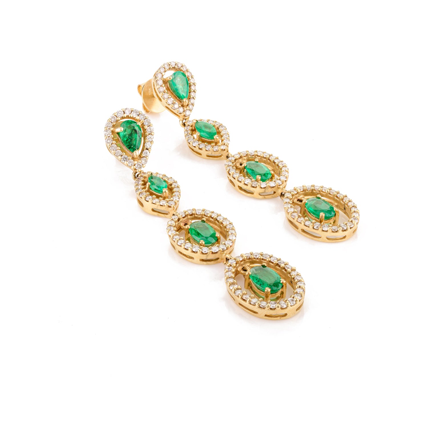 Emerald Diamond 18K Gold Earring Dangle
