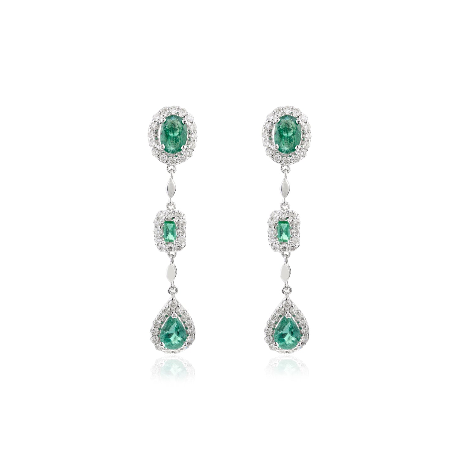 18K Gold Emerald & Diamond Earrings