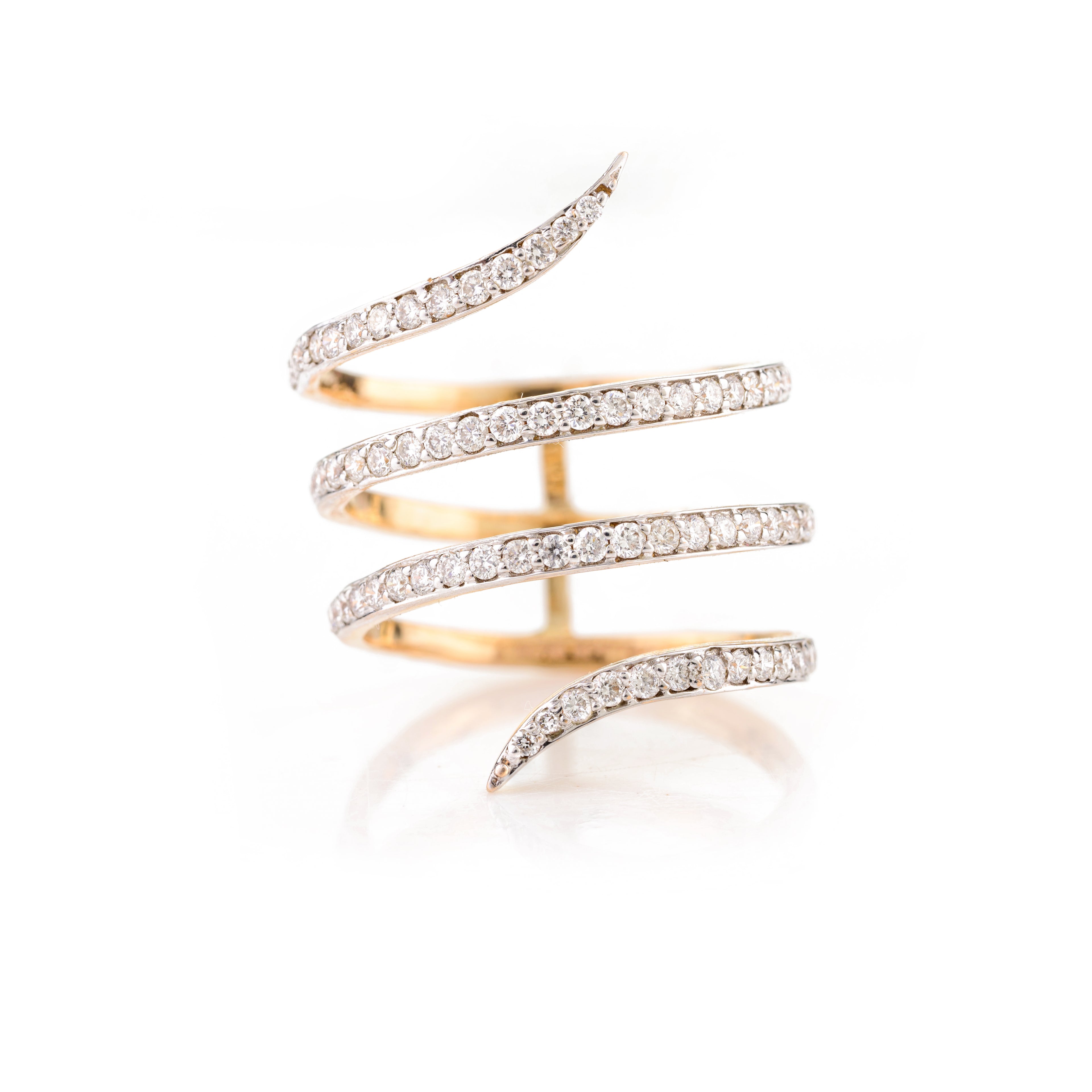 Diamond Spiral Ring in Gold