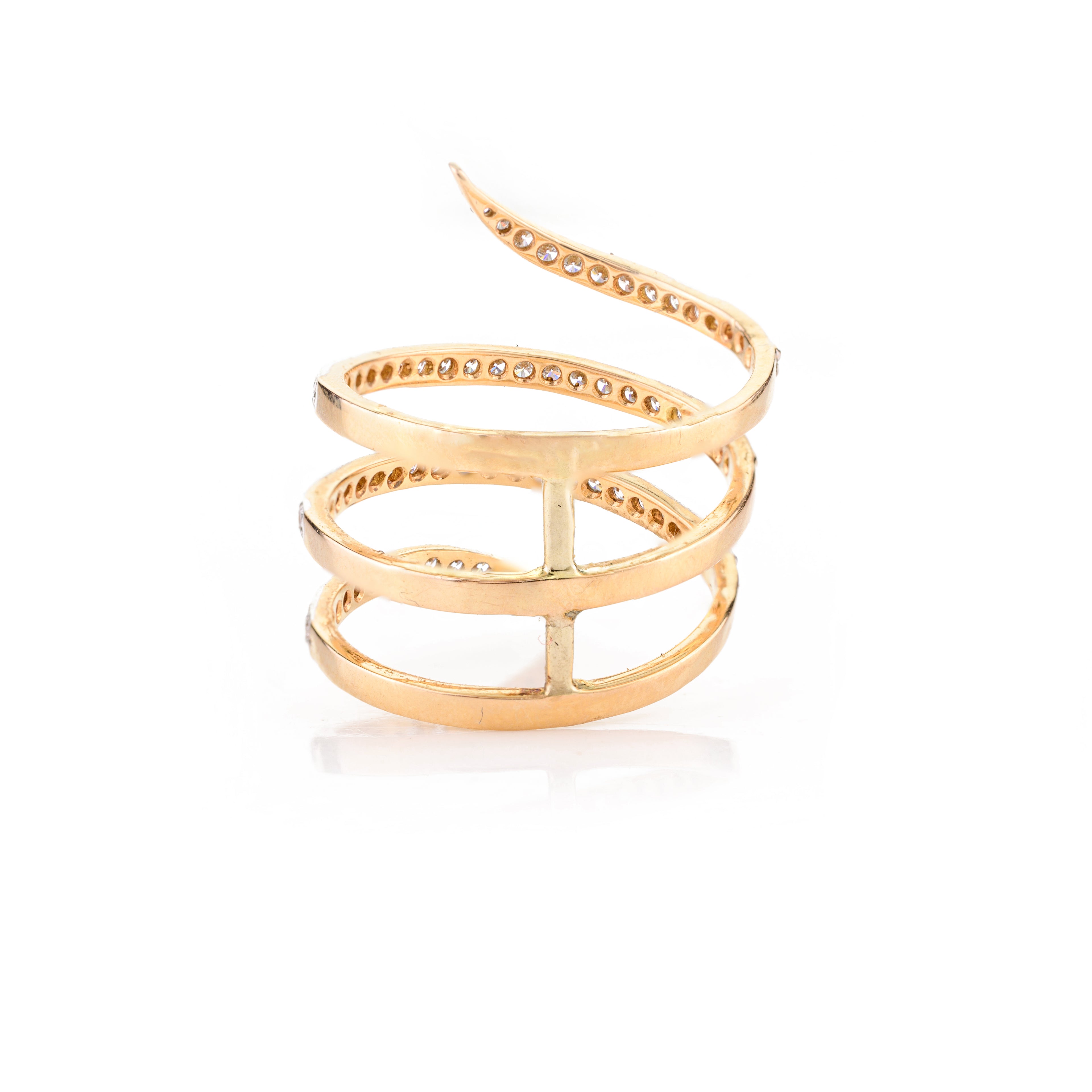 Diamond Spiral Ring in Gold
