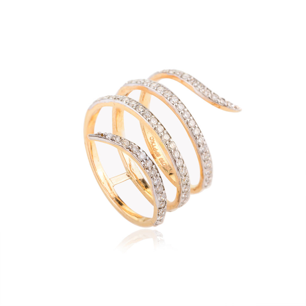 Diamond Spiral Ring in Gold