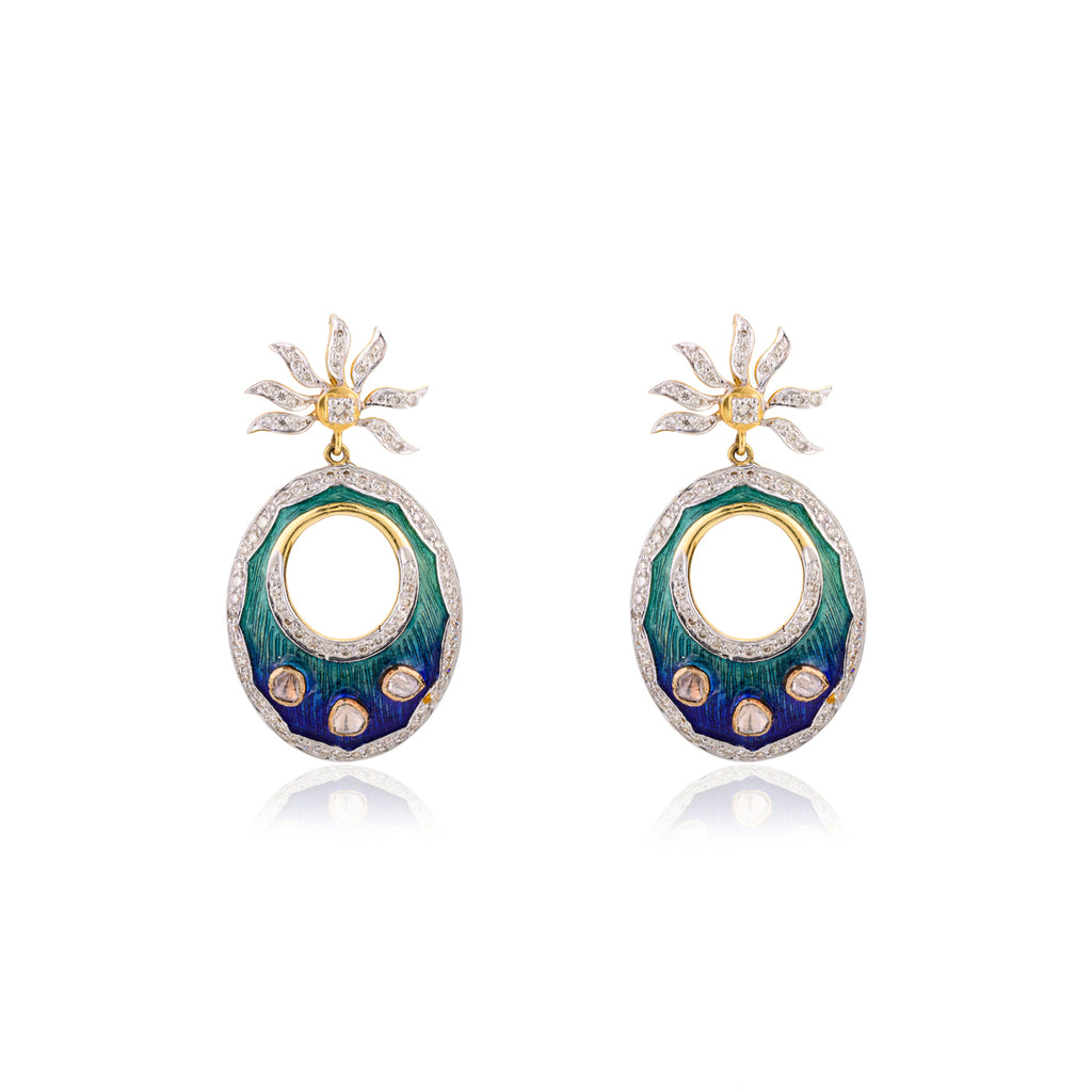 18K Gold Meena Work Earring