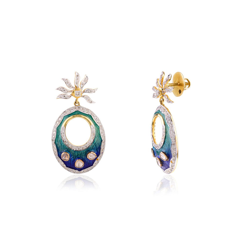 18K Gold Meena Work Earring